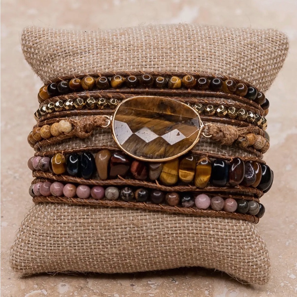 Kelly Tiger’s Eye Boho Multi-Stone Wrap Bracelet